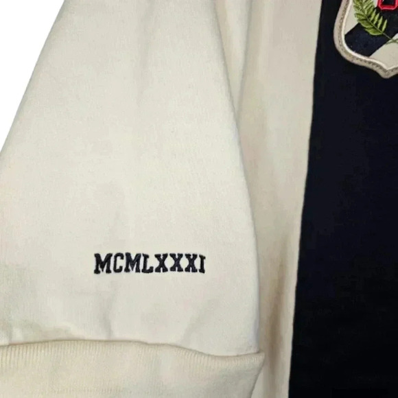 Vintage District 81 Men's Cream and Navy Blue Short Sleeve Polo Shirt Size 2XL - Picture 9 of 12